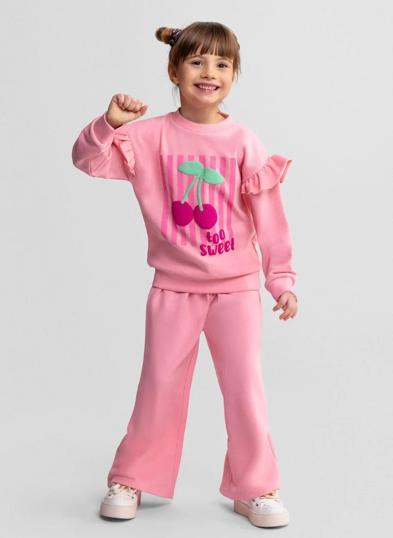 MINOTI Girls pink cotton blend tracksuit adjustable waistband